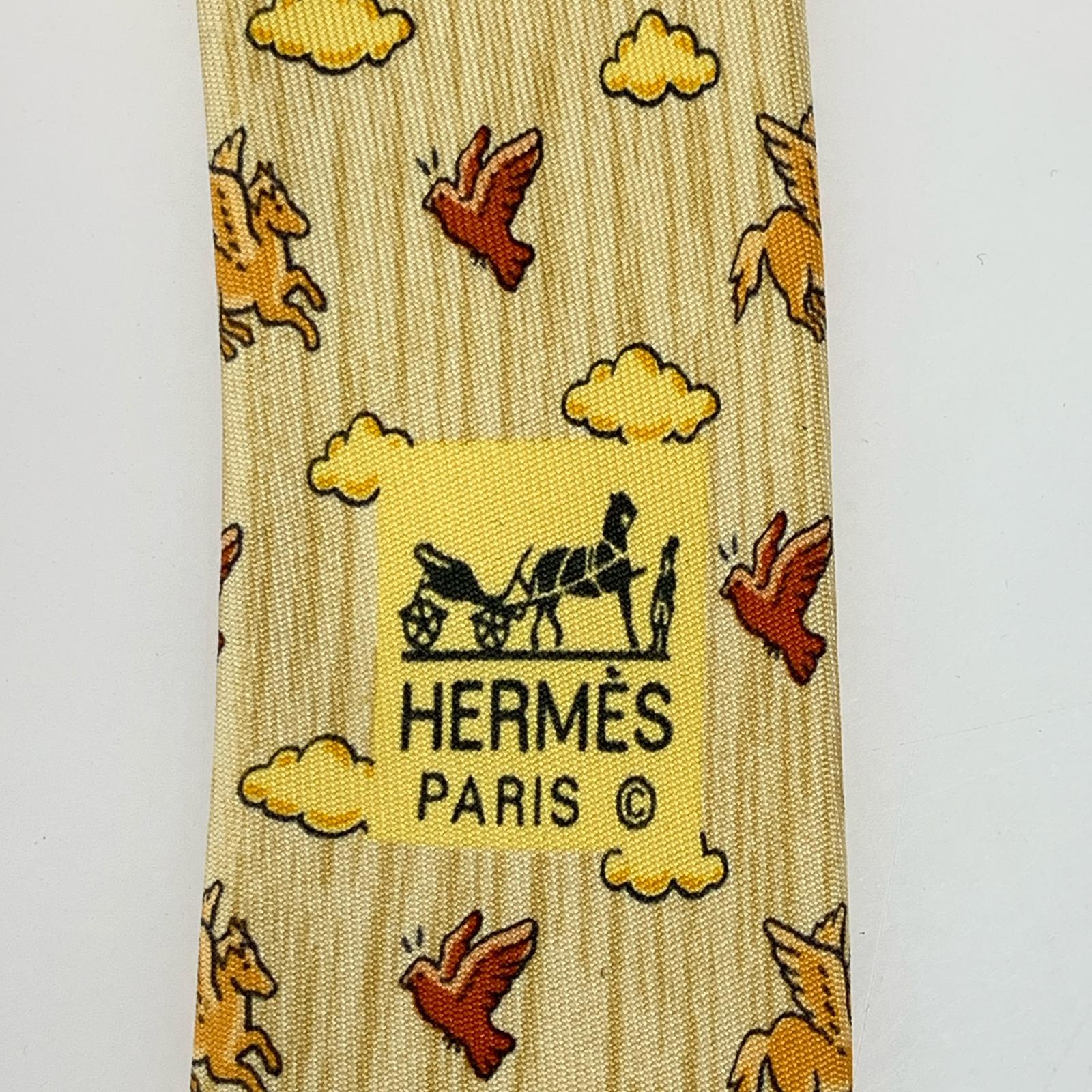HERMES ペガサス柄 シルク ネクタイ