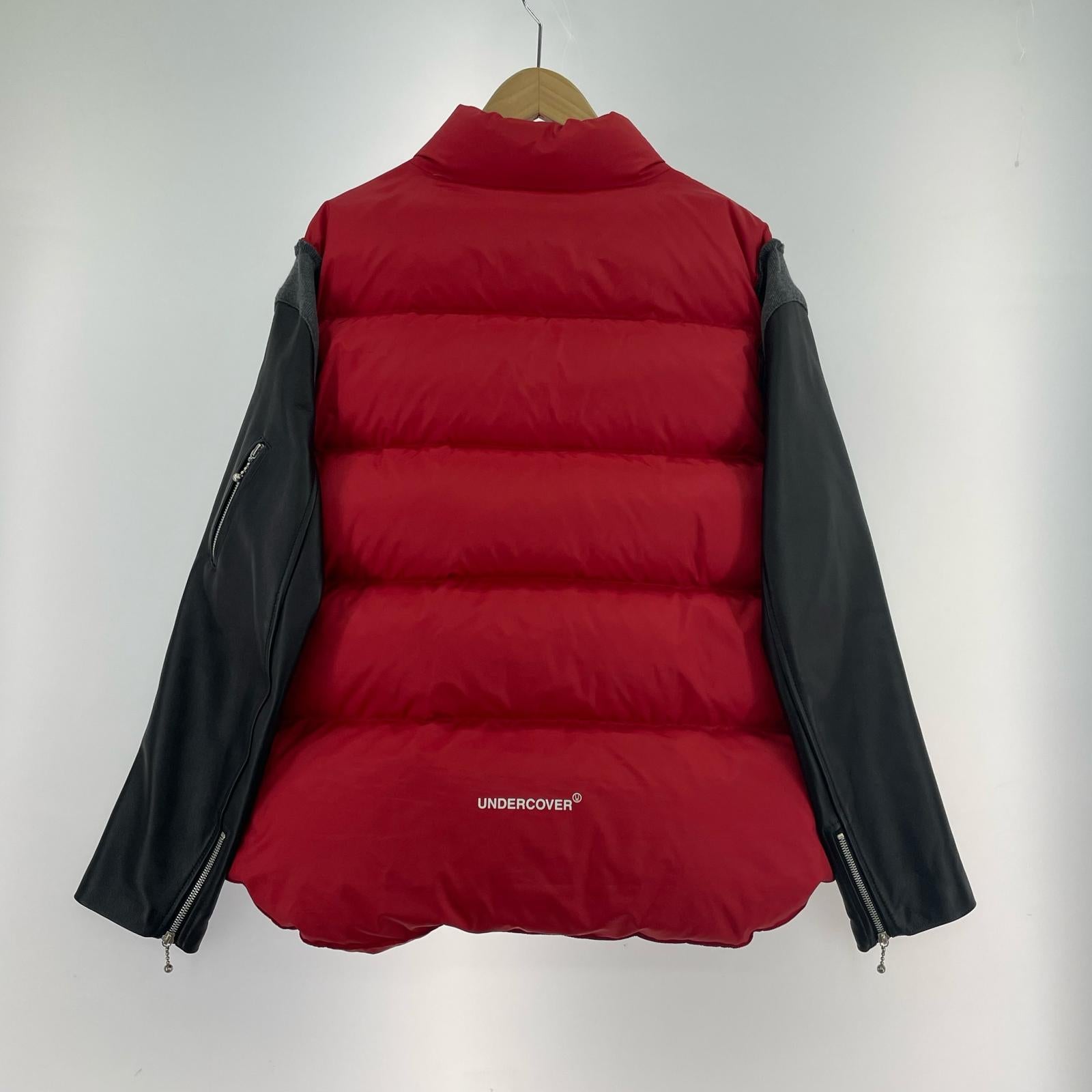 ダウンジャケット LEATHER SLEEVE DOWN JACKET UC2B9208-1 3 レッド