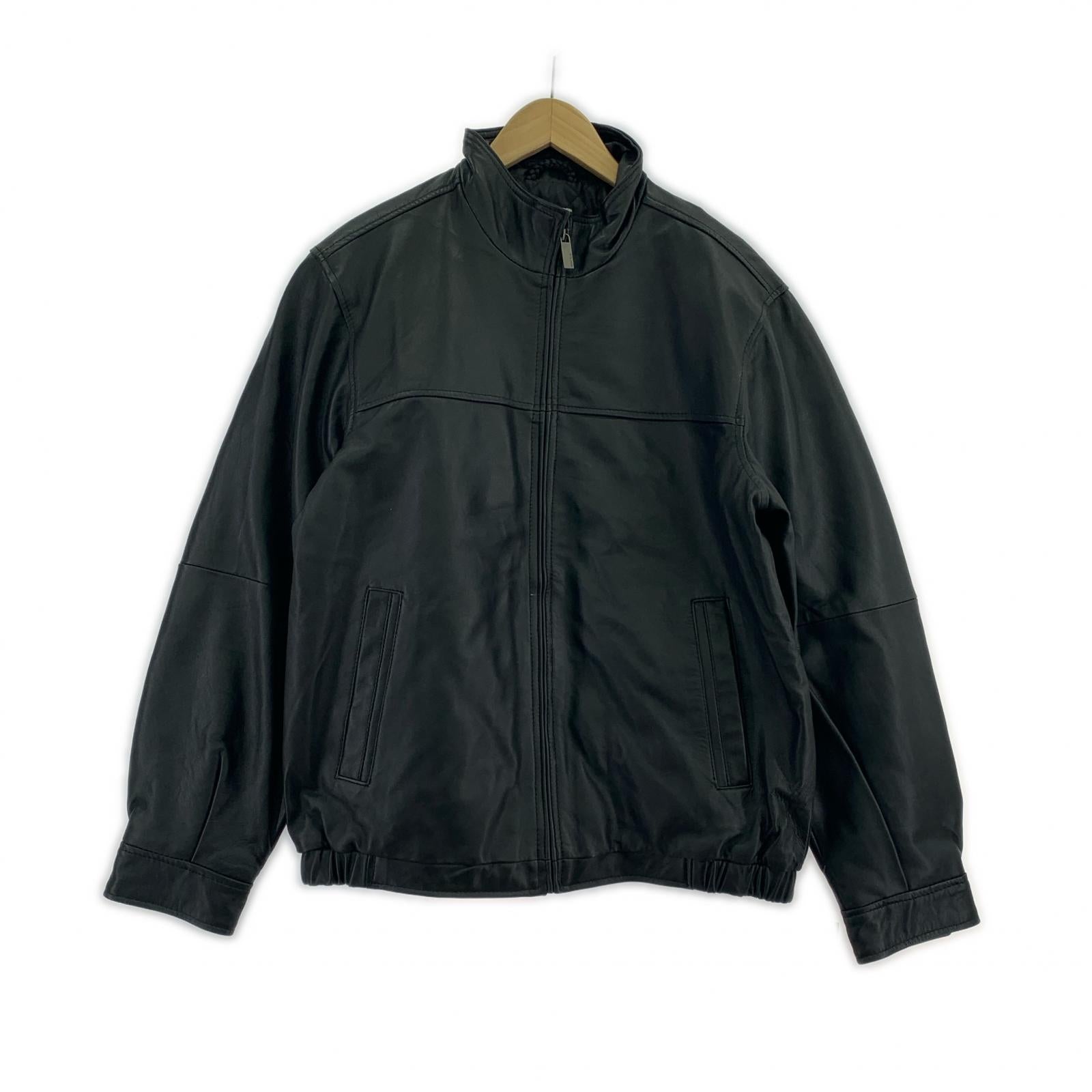 レザージャケット PERRY ELLIS LEATHER JACKET M ブラック