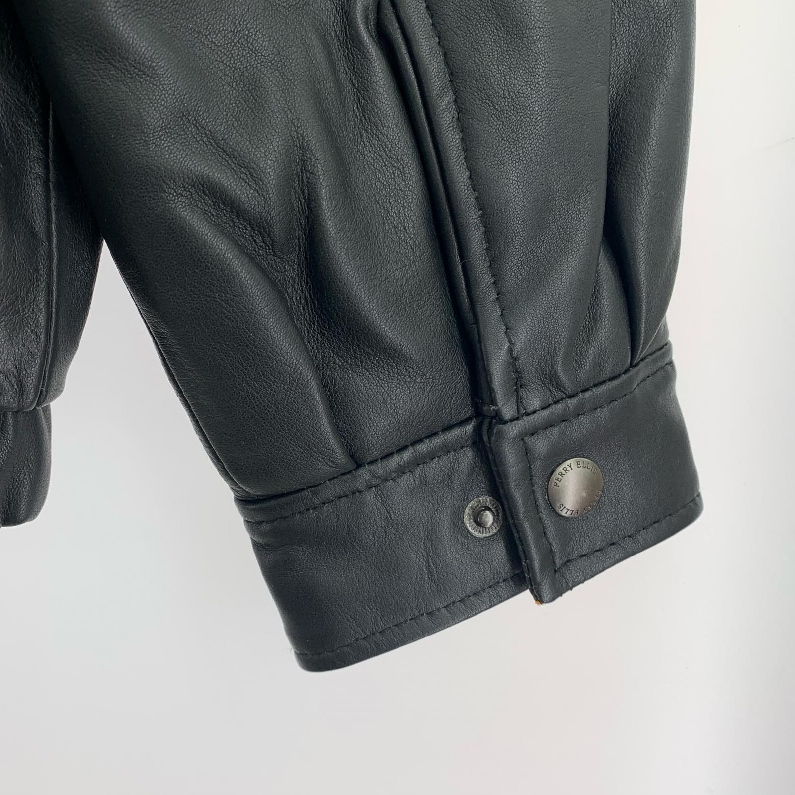 レザージャケット PERRY ELLIS LEATHER JACKET M ブラック