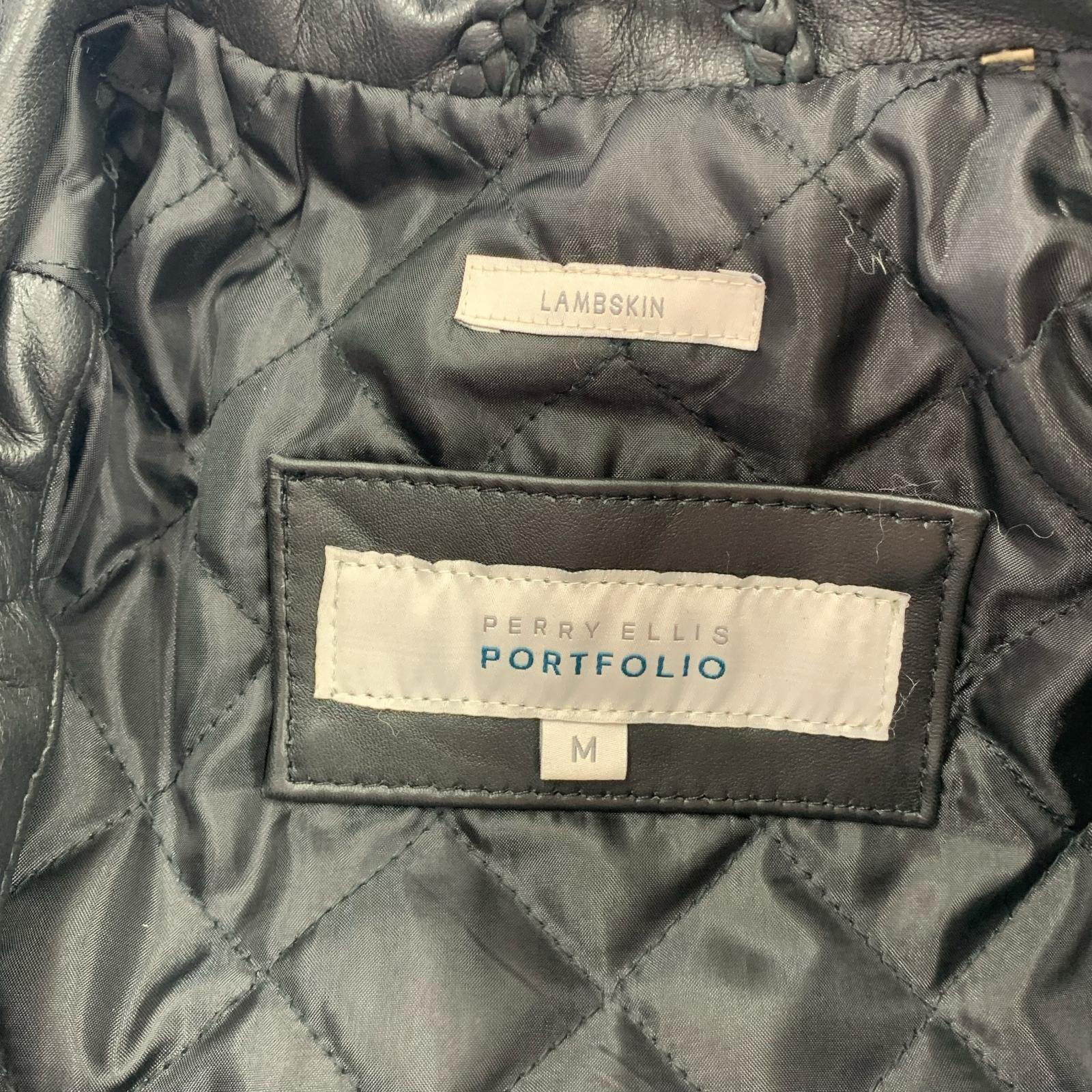 レザージャケット PERRY ELLIS LEATHER JACKET M ブラック