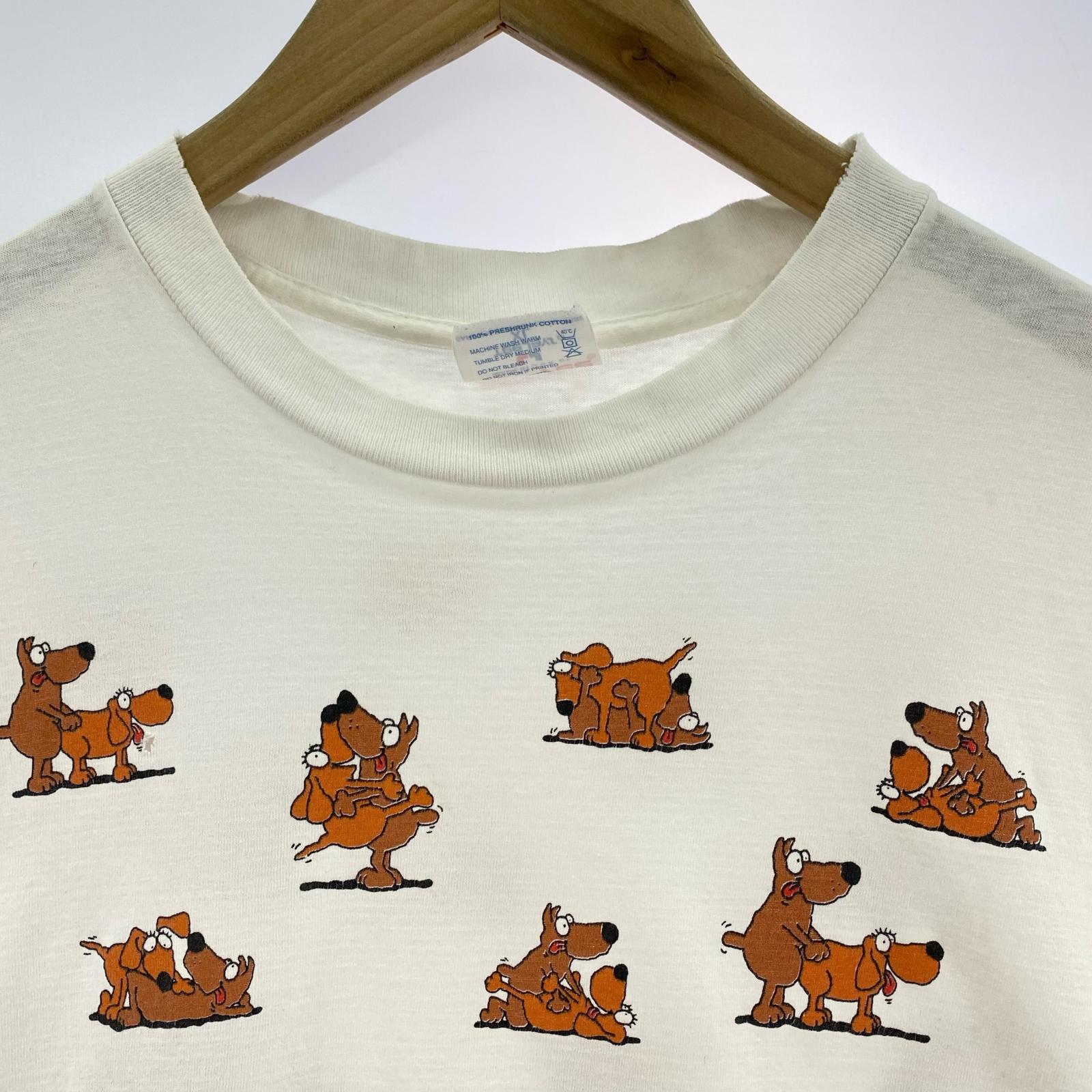 半袖Tシャツ 90s SOF TEE DOG 犬 48手 プリントTee XL ホワイト ホワイト