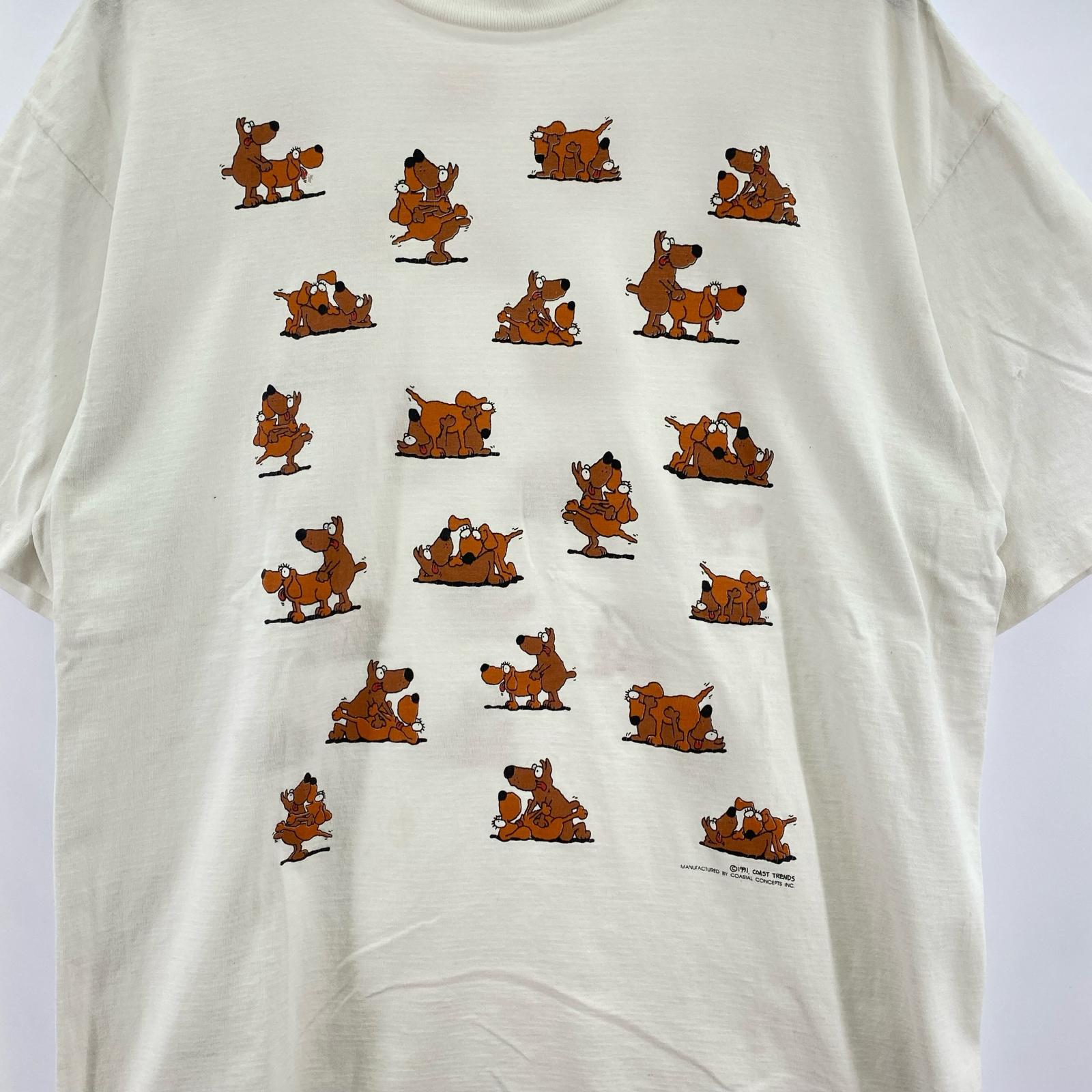 半袖Tシャツ 90s SOF TEE DOG 犬 48手 プリントTee XL ホワイト ホワイト