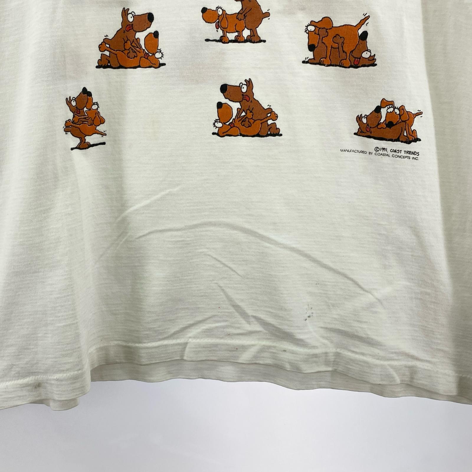 半袖Tシャツ 90s SOF TEE DOG 犬 48手 プリントTee XL ホワイト ホワイト