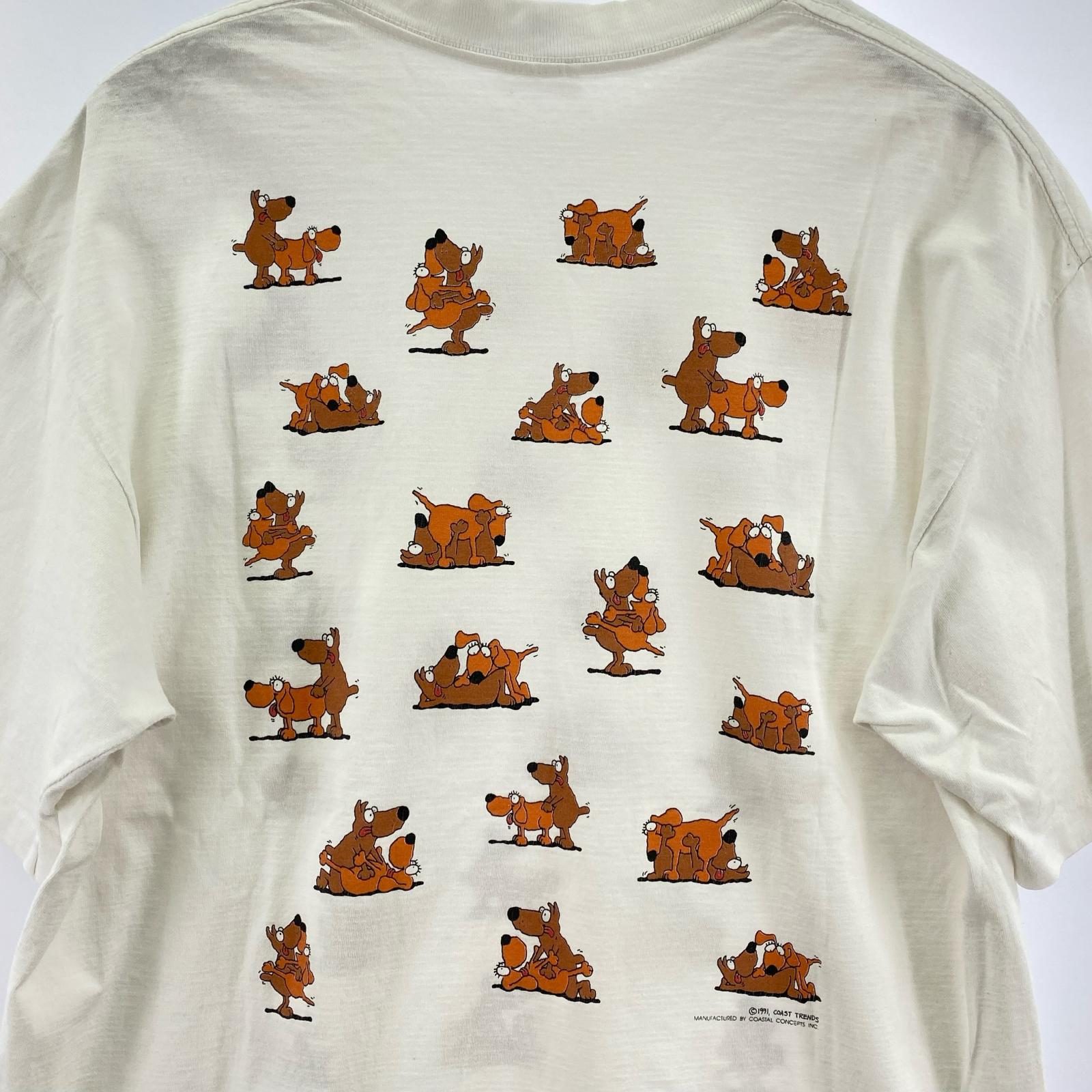 半袖Tシャツ 90s SOF TEE DOG 犬 48手 プリントTee XL ホワイト ホワイト