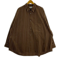 長袖シャツ SIDOGRAS Stripe Oversized R/C Sht BWN 2 2 ブラウン