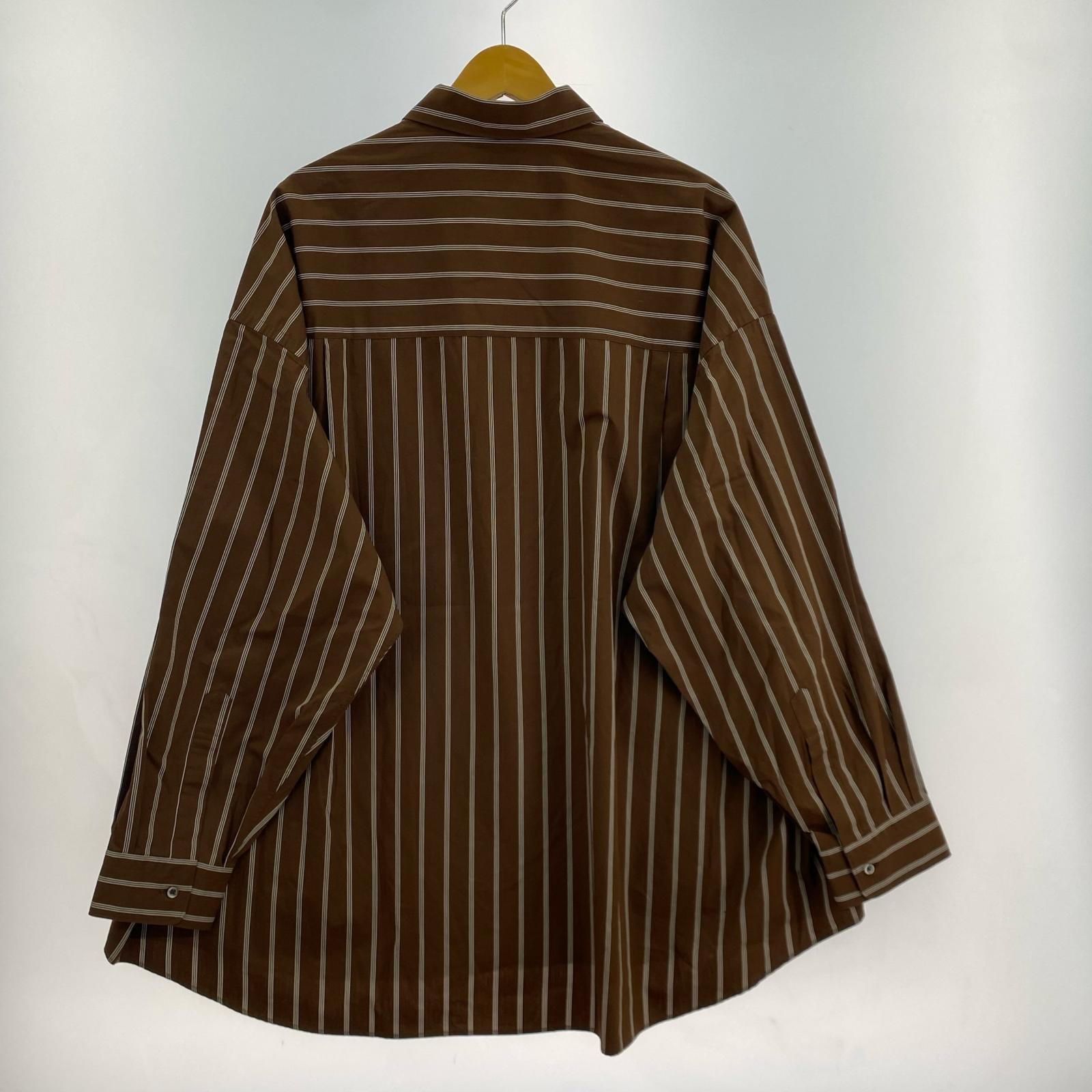長袖シャツ SIDOGRAS Stripe Oversized R/C Sht BWN 2 2 ブラウン