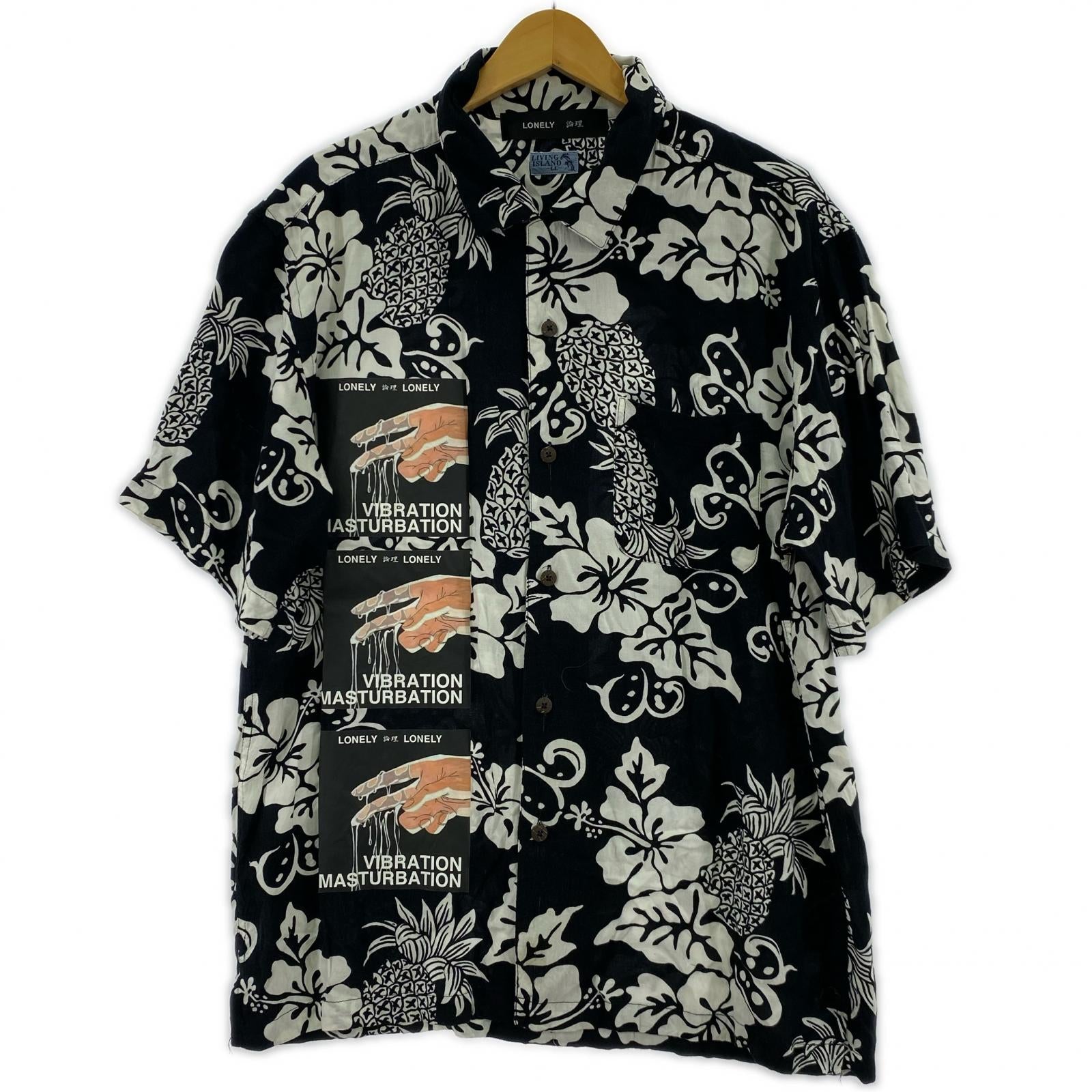 半袖シャツ LIVING ISLAND アロハシャツ (LL) ブラック