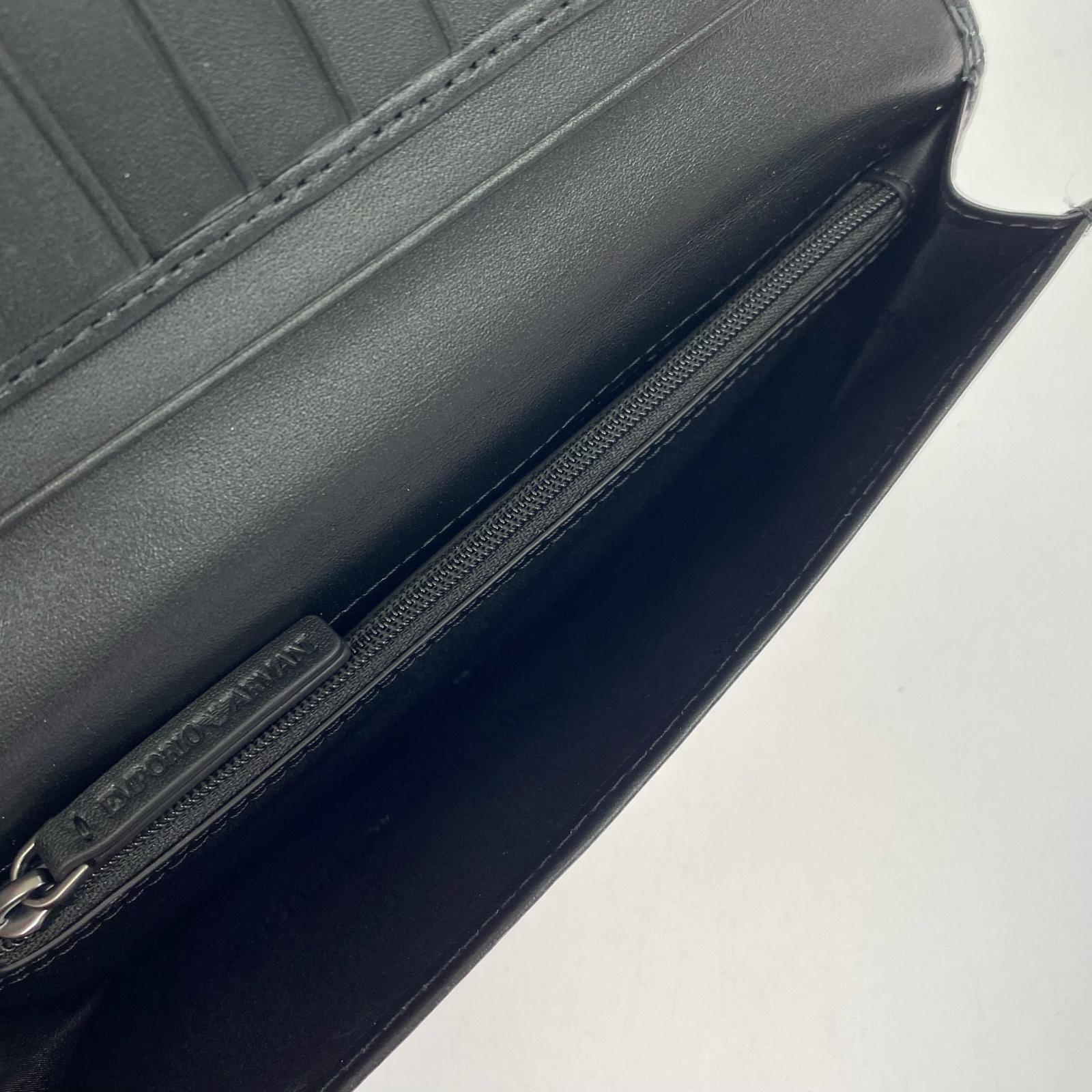長財布 二つ折り ロゴ レザー 黒 ブラック