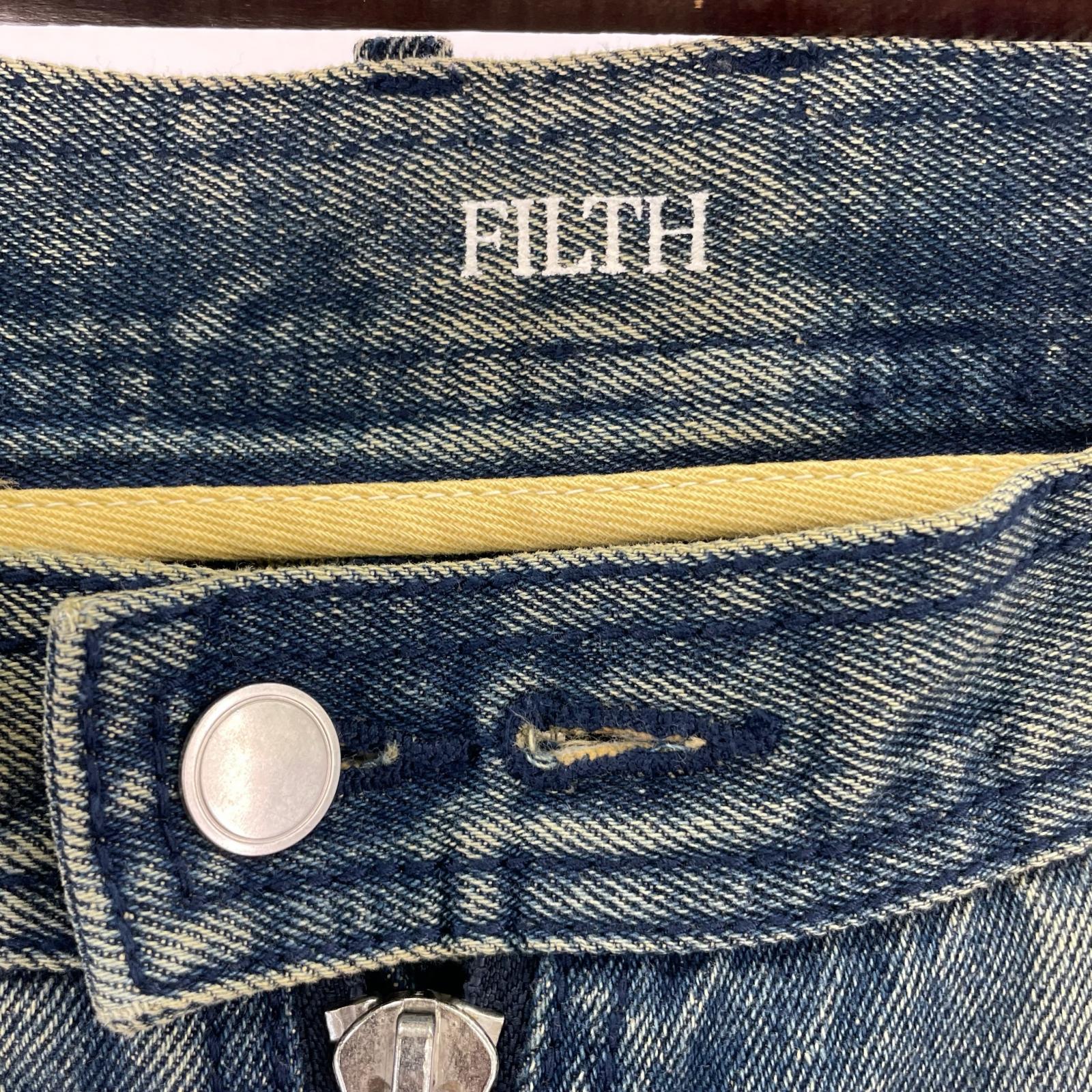 ショートパンツ FILTH FRONT ZIP BAGGY DENIM SHORTS 1 ブルー