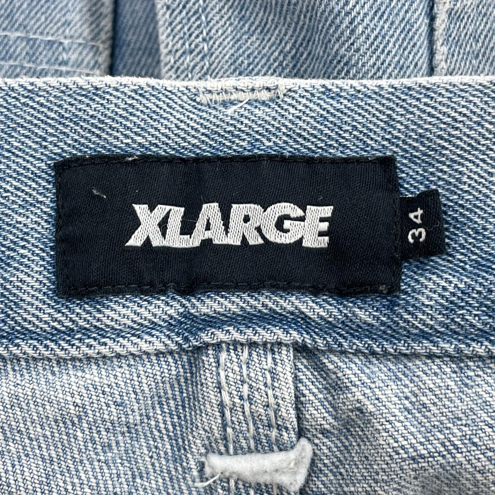 デニムパンツ XLARGE ダブルニーデニム 34 ブルー