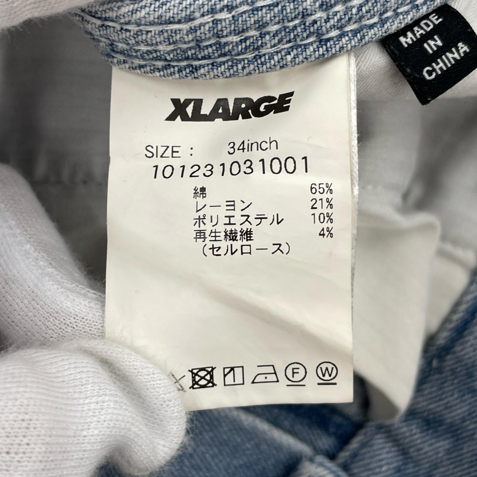 デニムパンツ XLARGE ダブルニーデニム 34 ブルー