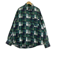 半袖シャツ OLD チェックシャツ 緑(XL) グリーン