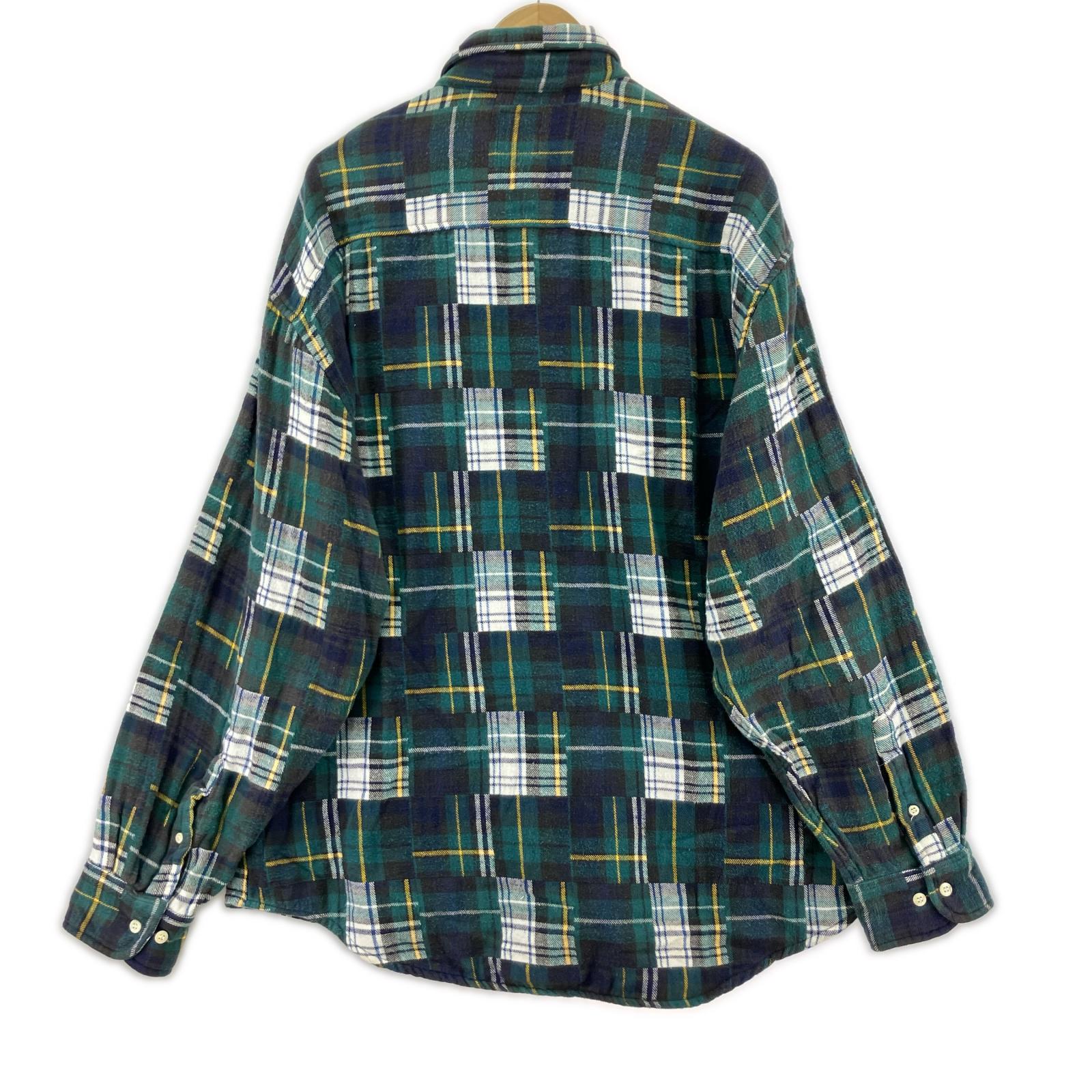 半袖シャツ OLD チェックシャツ 緑(XL) グリーン
