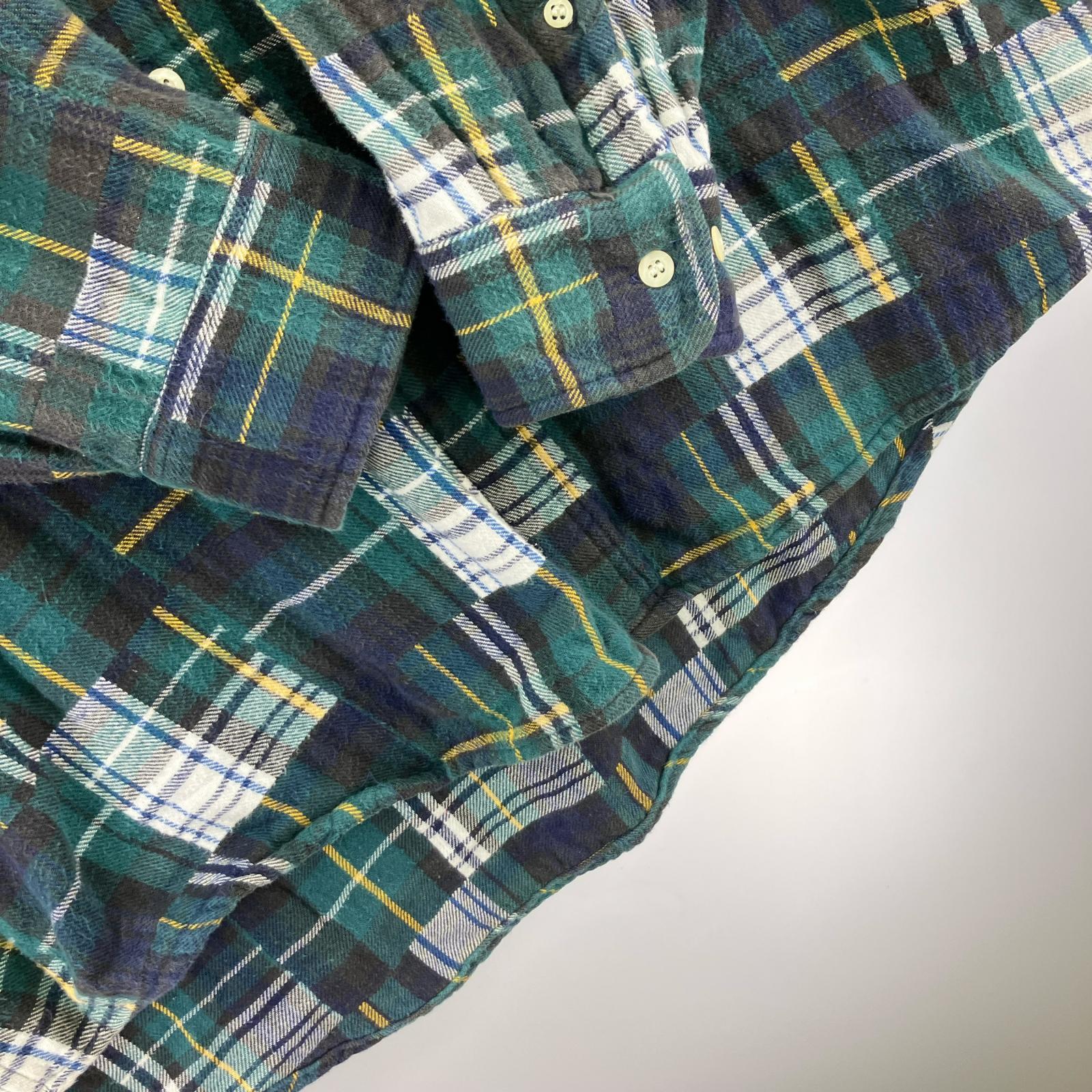 半袖シャツ OLD チェックシャツ 緑(XL) グリーン