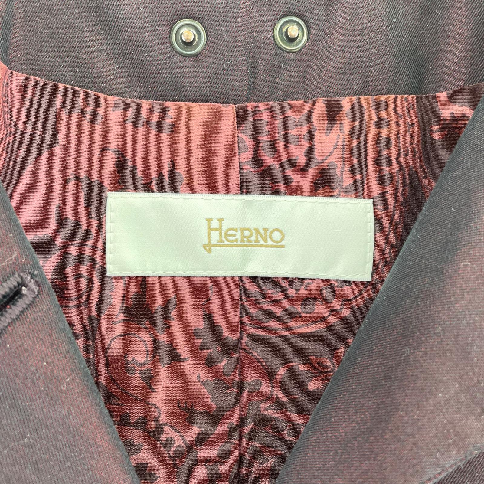 ジャケット HERNO 裏地ペイズリー 玉虫 シングルトレンチコート ボルドー 40