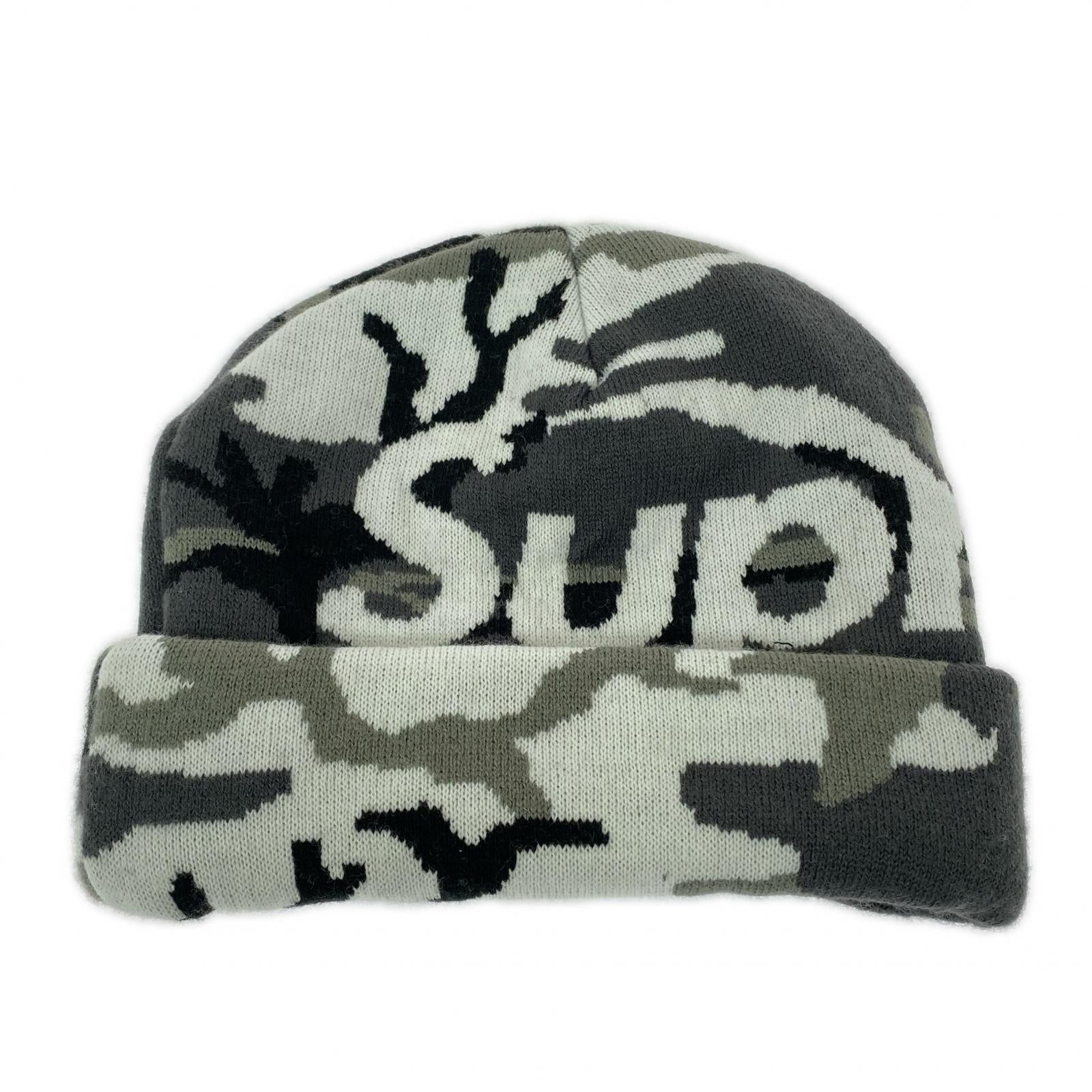 ニットキャップ camo big logo beanie グレー グレー