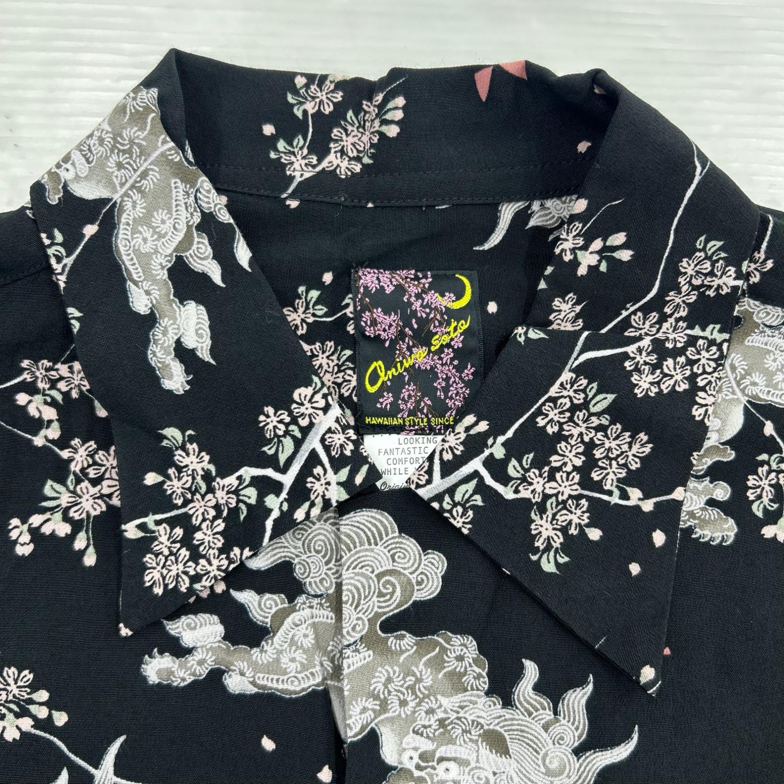 半袖シャツ oniwa soto レーヨンハワイアン M M ブラック