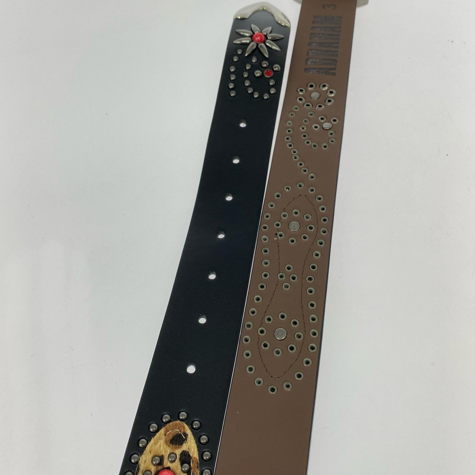 その他アクセサリー ABARAHAM スタッズベルト レオパード ブラック