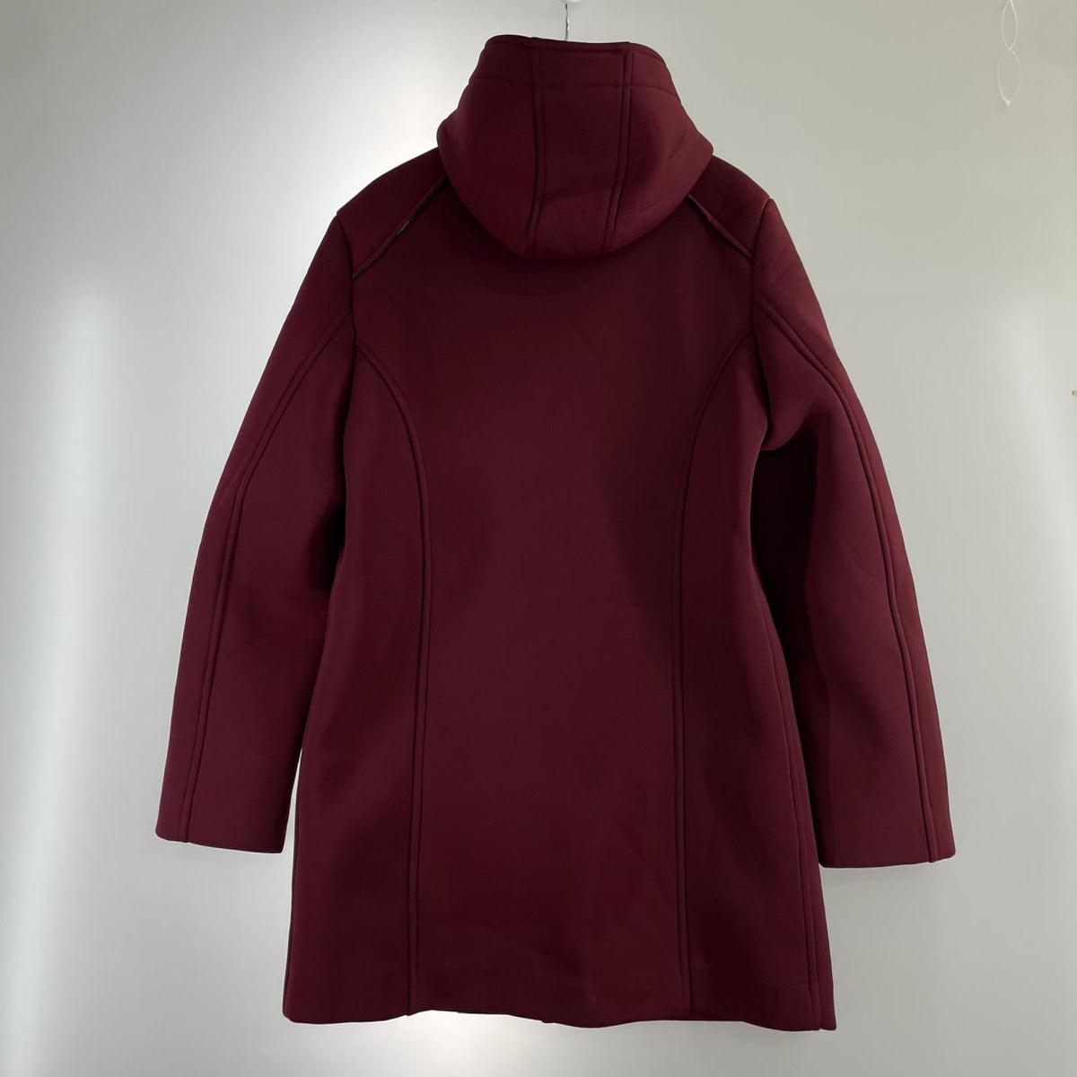 ジャケット ボンディングフーデッドハーフコート/裏地チェック ワインレッド
