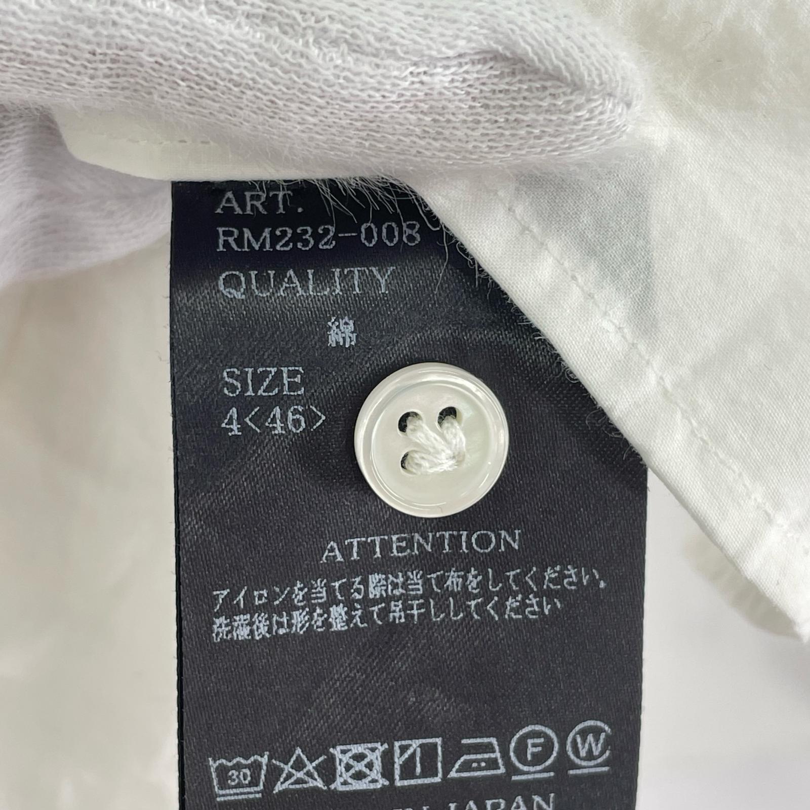 長袖シャツ RAINMAKER TOKYO PLEATED SHIRT ノーカラーシャツ ホワイト