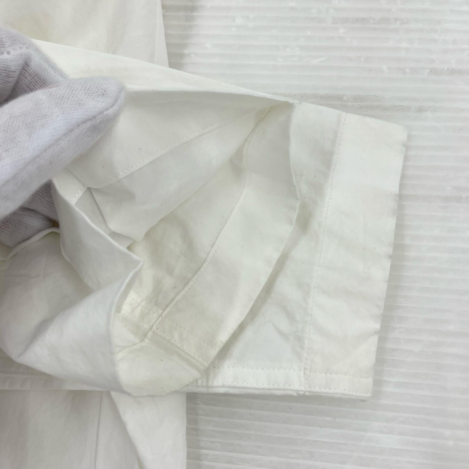 長袖シャツ RAINMAKER TOKYO PLEATED SHIRT ノーカラーシャツ ホワイト