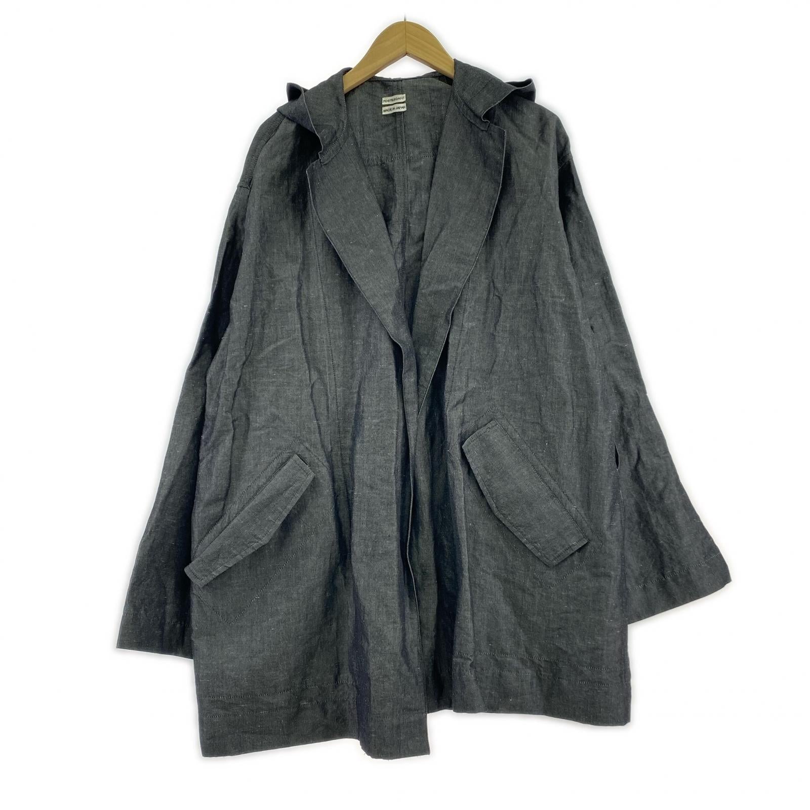 ジャケット POSTELEGANT Cotton Hemp Hooded Coat フーデッドコート 40L グレー グレー