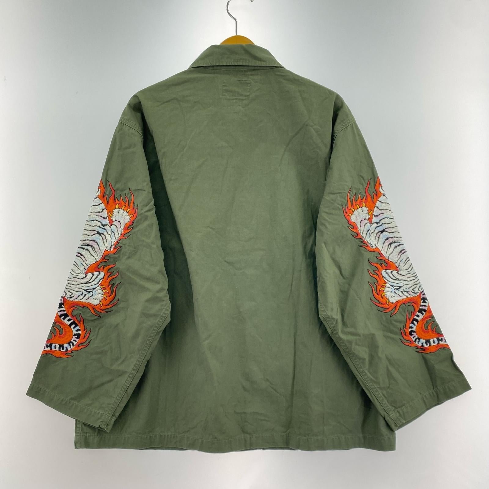 長袖シャツ TIM LEHI ARMY SHIRT 白虎 S グリーン