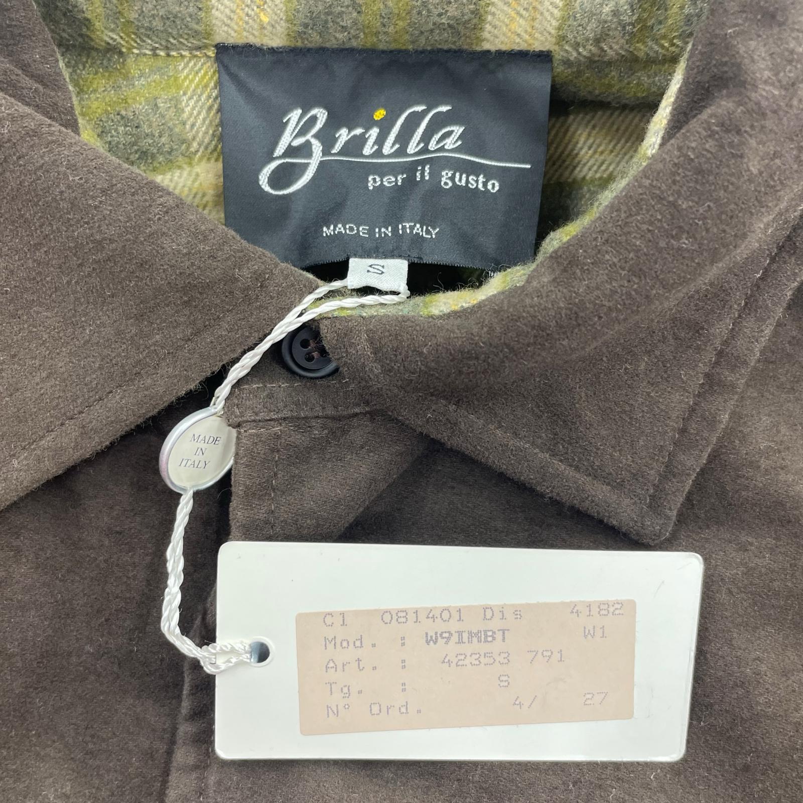 ジャケット Brilla per il gusto スエードシャツ 裏地チェック S ブラウン