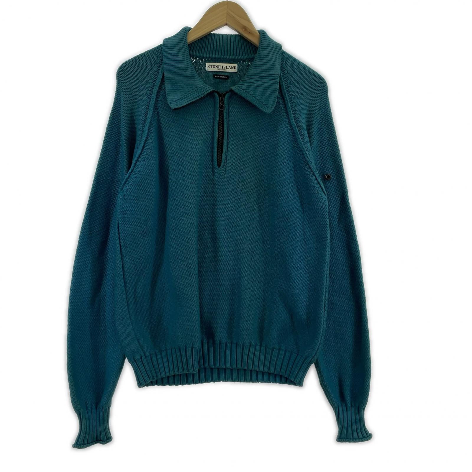 ニット 04AW 裏編みデザイン ハーフジップニット M