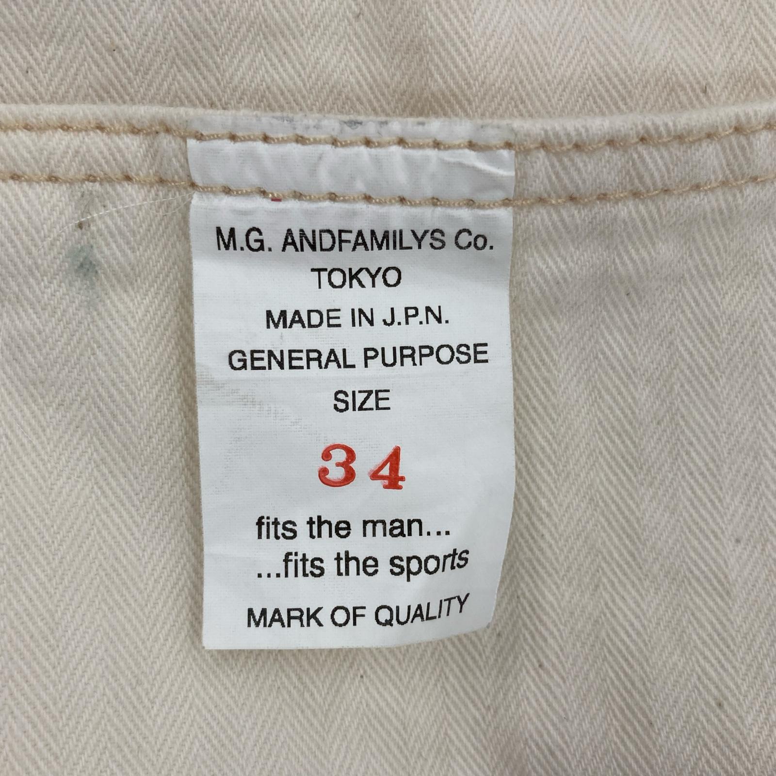 オーバーオール ANDFAMILYS CO. 生成り 34 ホワイト