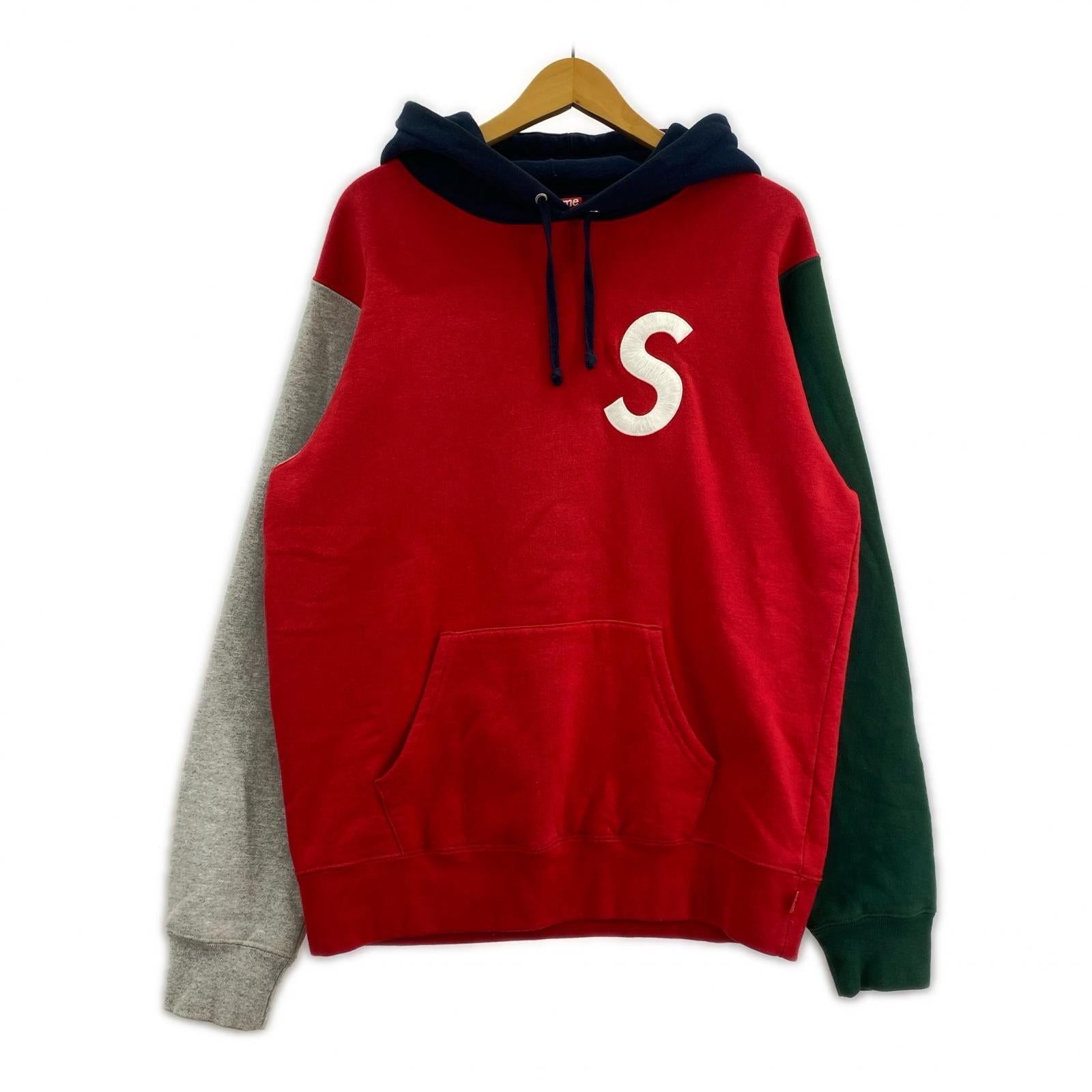 パーカー S Logo Colorblocked Hooded M レッド