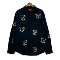 長袖シャツ Skulls Embroidered Work Shirt 黒 L L ブラック
