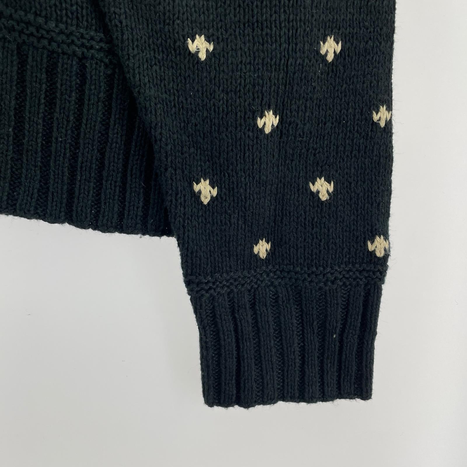 ニット HAND KNIT ノルディック柄 シルクブレンド ニットセーター(L) 黒 L グリーン