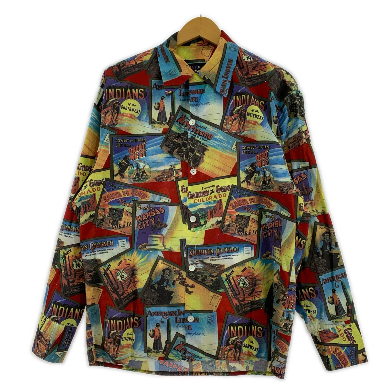 長袖シャツ LA ROCKA 80s インディアンオープンカラーシャツ S マルチカラー