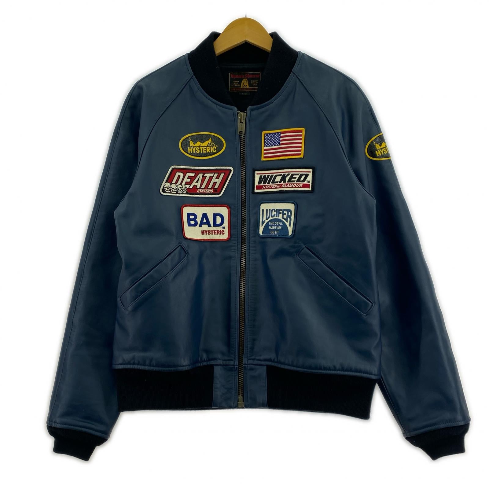レザージャケット キップレザー レーシングジャケット L L ブルー