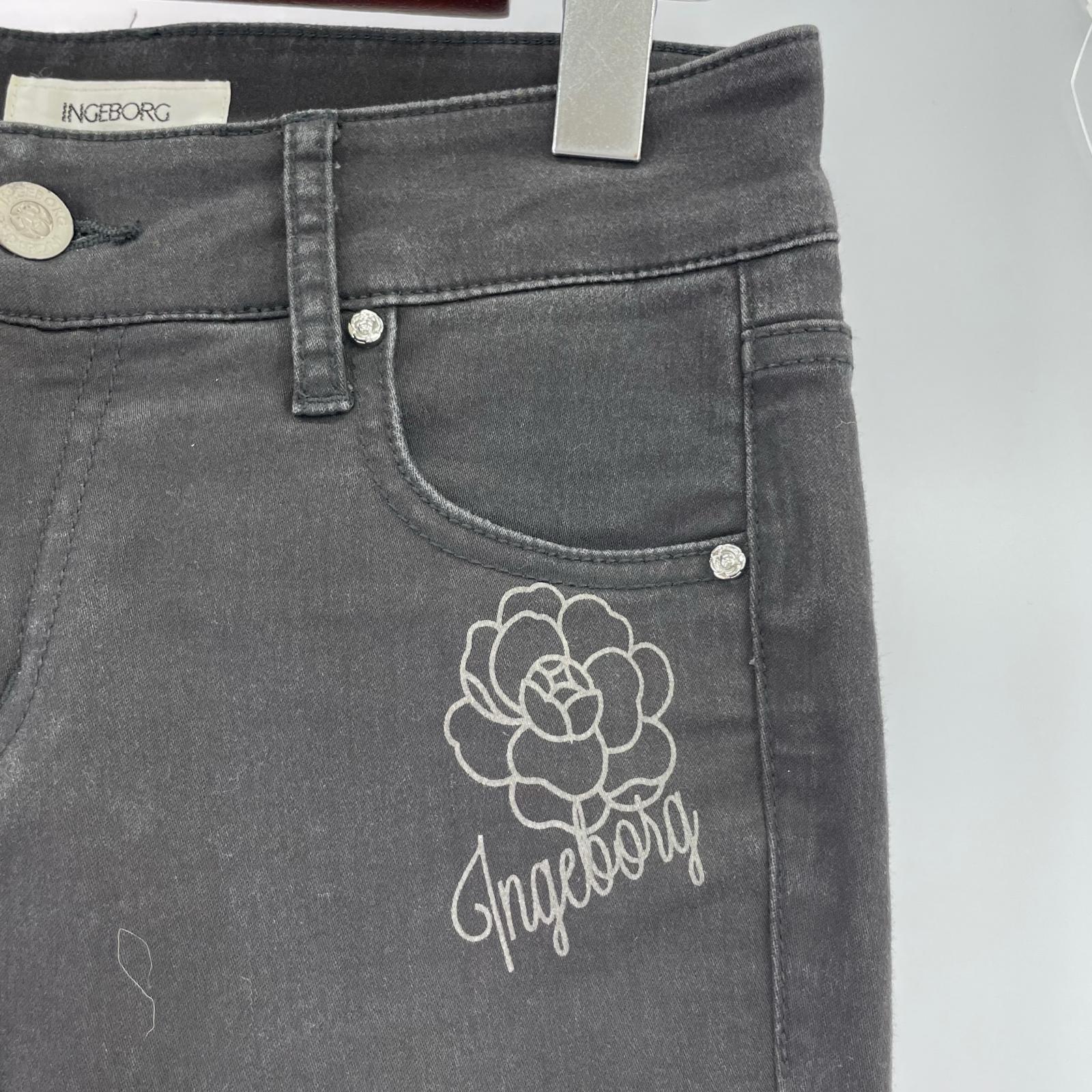 パンツ カメリアプリント クロップドパンツ 裾リボン ブラック