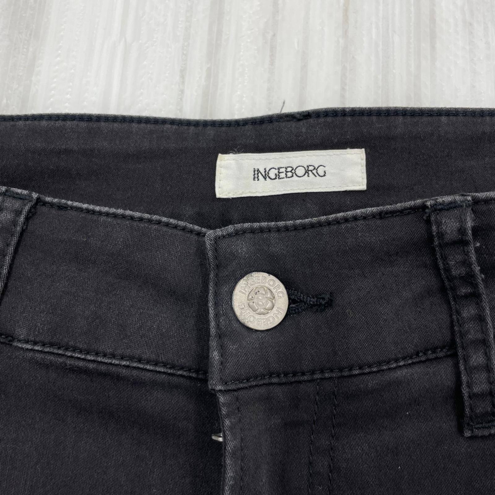 パンツ カメリアプリント クロップドパンツ 裾リボン ブラック