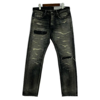 デニムパンツ NEIGHBORHOOD 21SS SCRATCH SAVAGE.DP NARROW 加工デニムパンツ M 黒 M ブラック