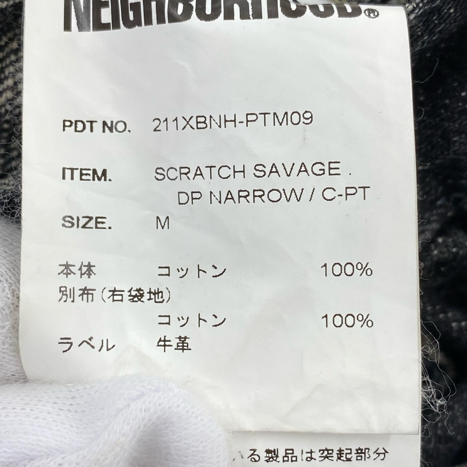デニムパンツ NEIGHBORHOOD 21SS SCRATCH SAVAGE.DP NARROW 加工デニムパンツ M 黒 M ブラック