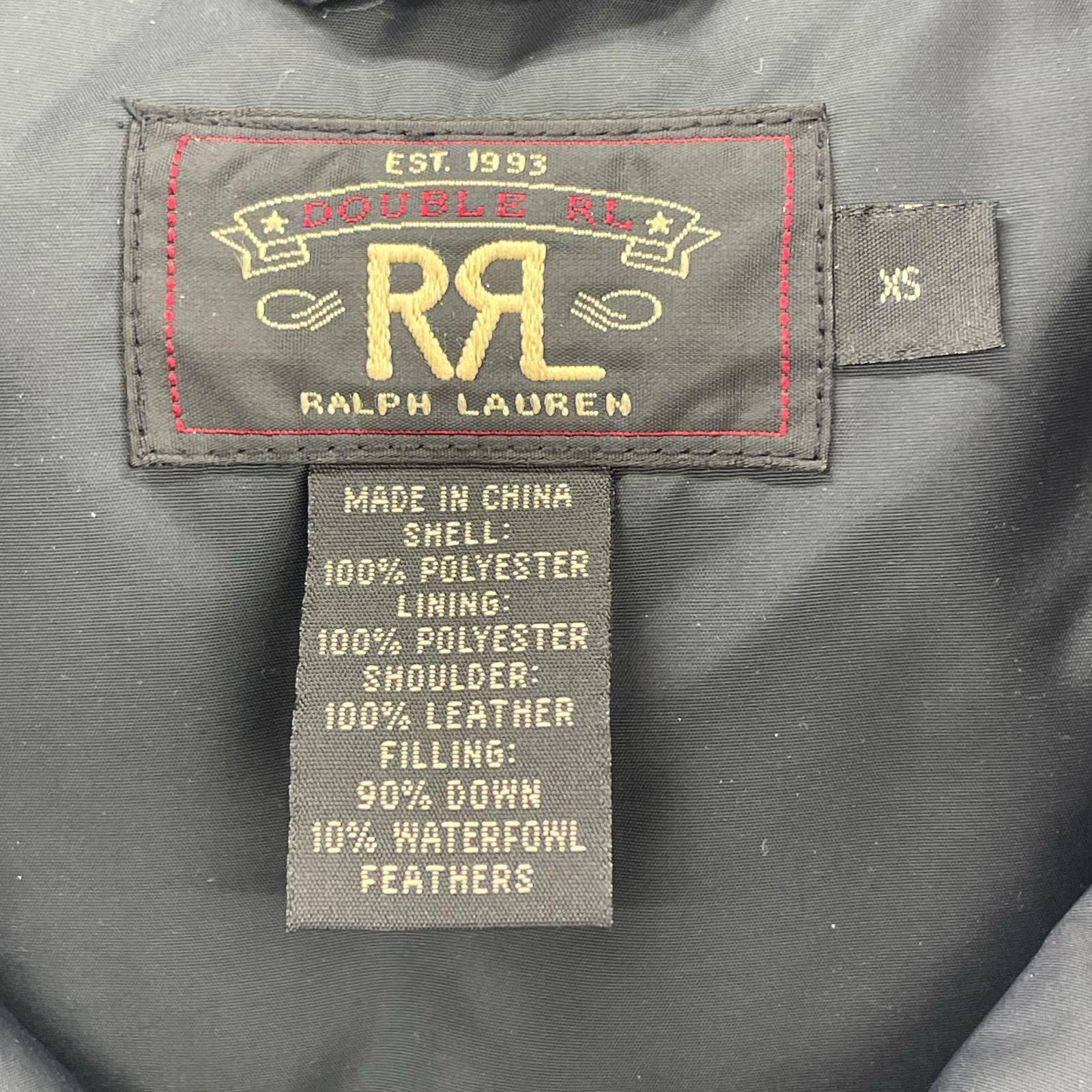 ジャケット RRL レザーヨーク切替 ダウンベスト XS 黒×茶