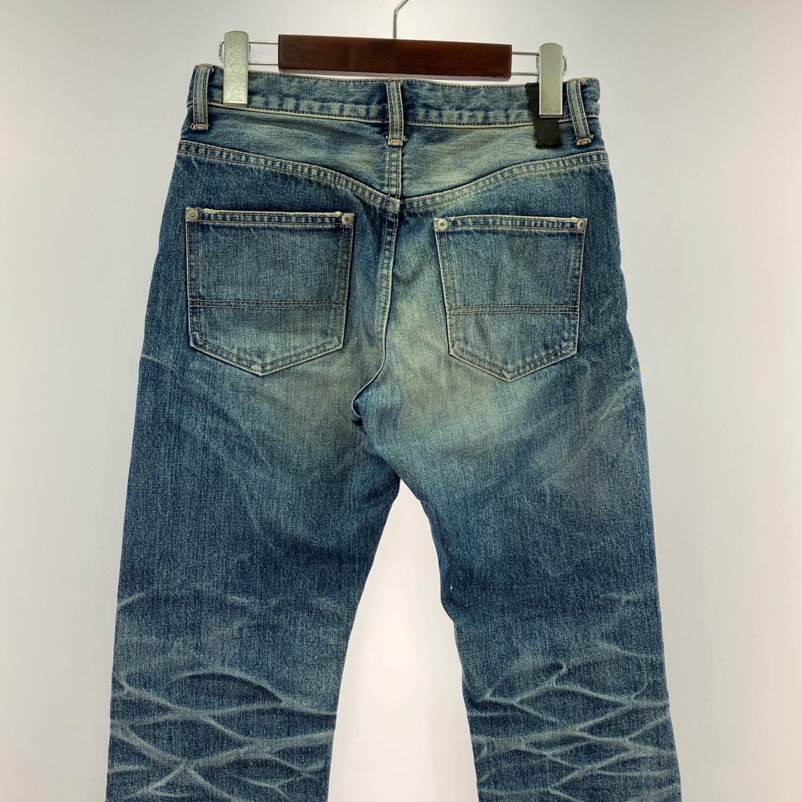 デニムパンツ ダメージ加工 0 ブルー