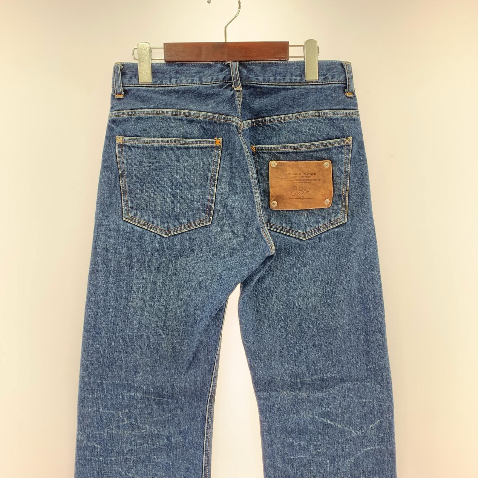 デニムパンツ タンニン加工 メキシカンダブルショルダー ストレート ネイビー