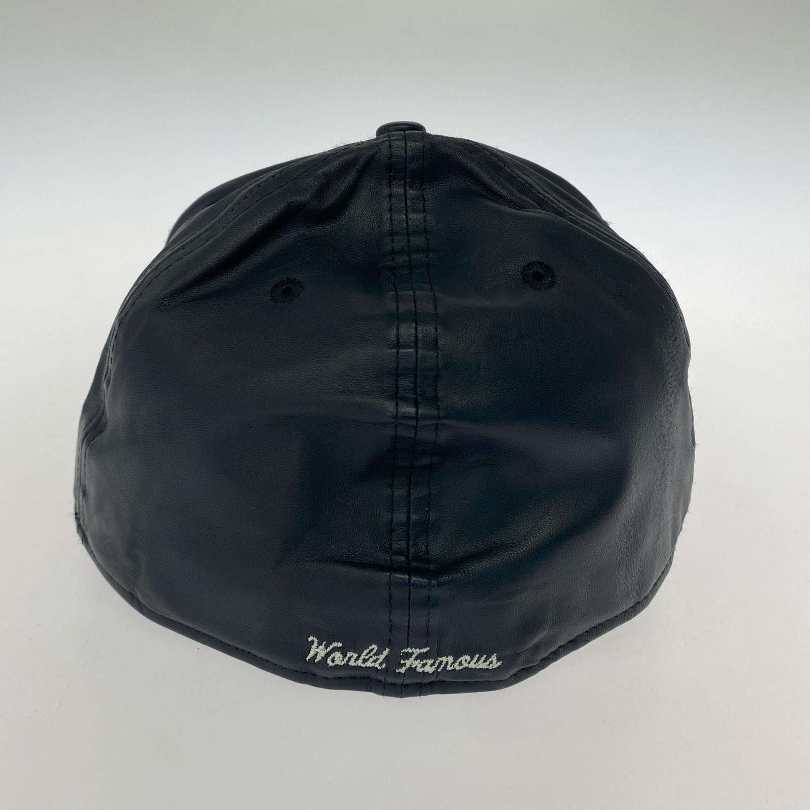 キャップ ×NEW ERA ボックスロゴレザーキャップ 紺 ネイビー