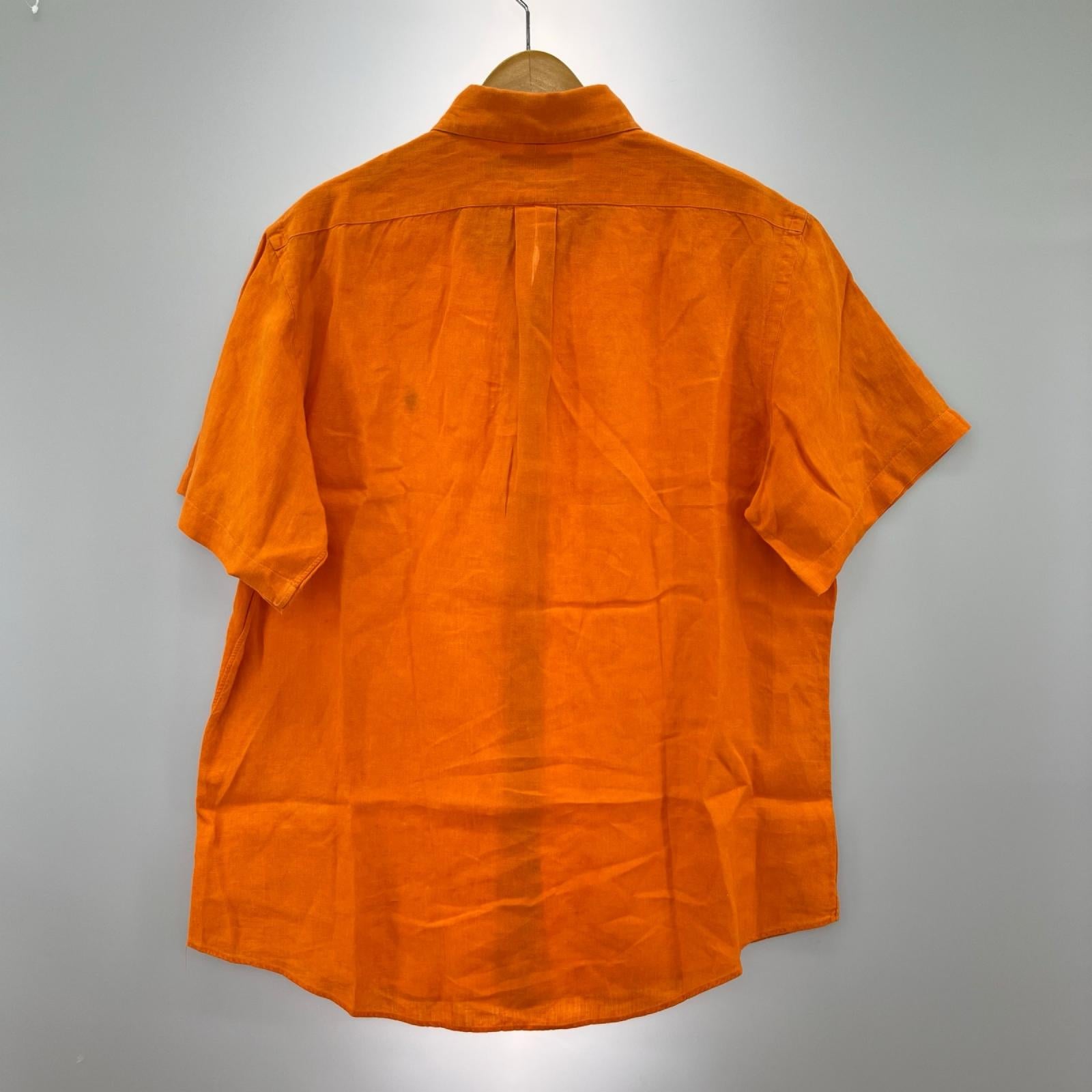 半袖シャツ POLO RALPH LAUREN CUSTOM FIT 半袖リネンシャツ オレンジ (L) L オレンジ