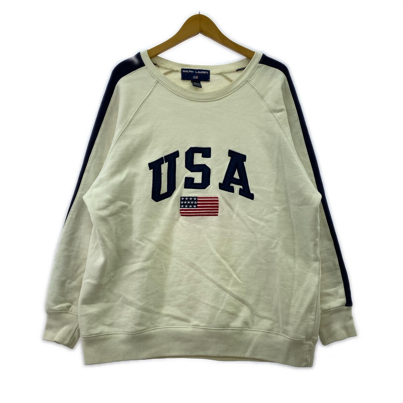 スウェット 90s POLO SPORT USA製 M WHT M ホワイト