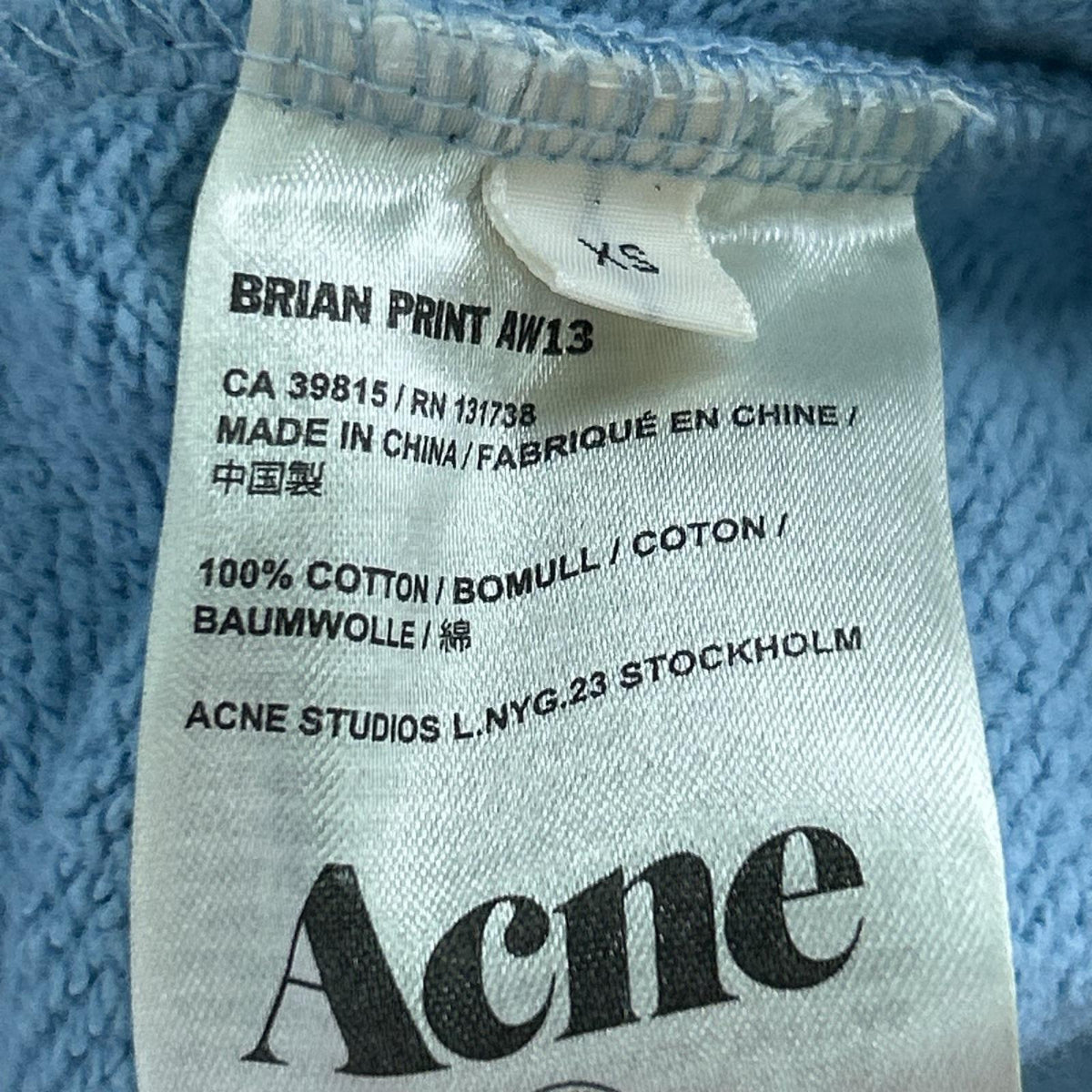 スウェット ACNE タイダイスウェット 青 (XS) ブルー