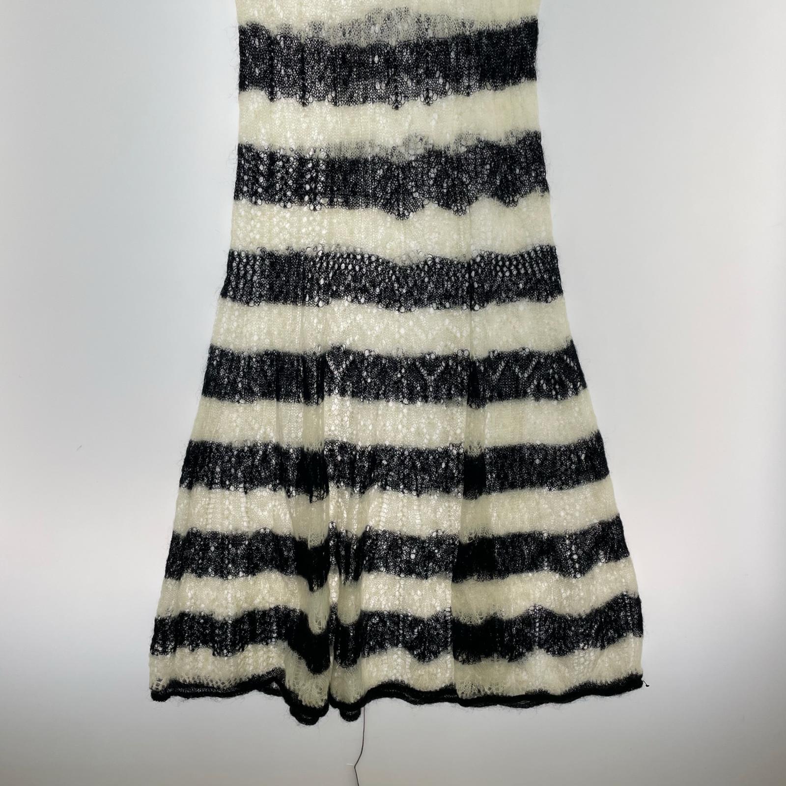 ワンピース tricot COMME des GARCONS ノースリーブグランジニットワンピース 白黒