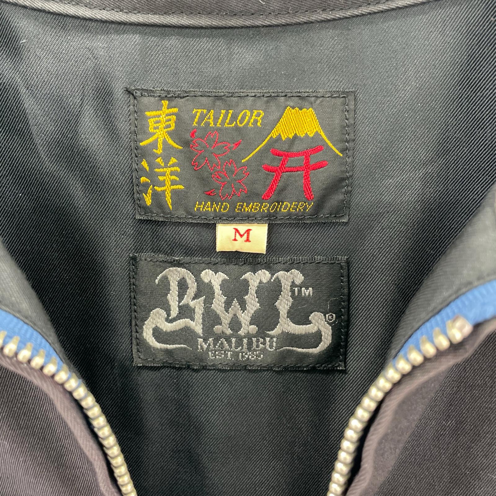 ジャケット 東洋×BEAMS×BWL トリプルネーム MALIBU マップ×スカル刺繍 ベトジャン M 黒 M ブラック