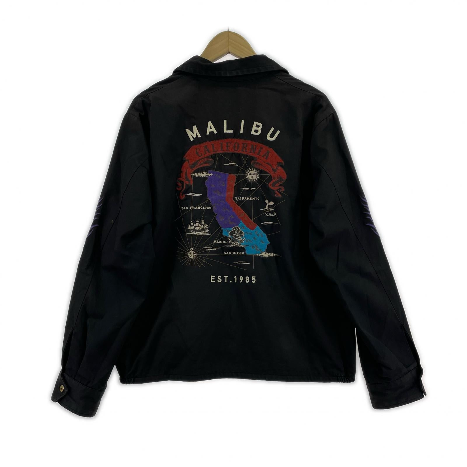 ジャケット 東洋×BEAMS×BWL トリプルネーム MALIBU マップ×スカル刺繍 ベトジャン M 黒 M ブラック